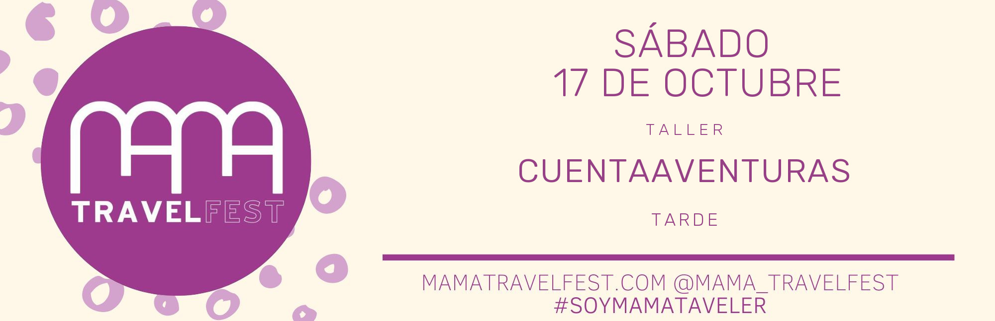 Taller CuentaAventuras — Tarde | Mama Travel Fest Gijón 2026 Banner del taller CuentaAventuras del Ekipo SinGlu, pase de tarde, sábado 17 de octubre en el Mama Travel Fest de Gijón